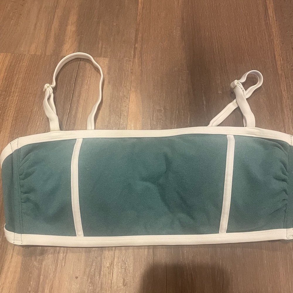 Kona Sol Green and White Swim Top